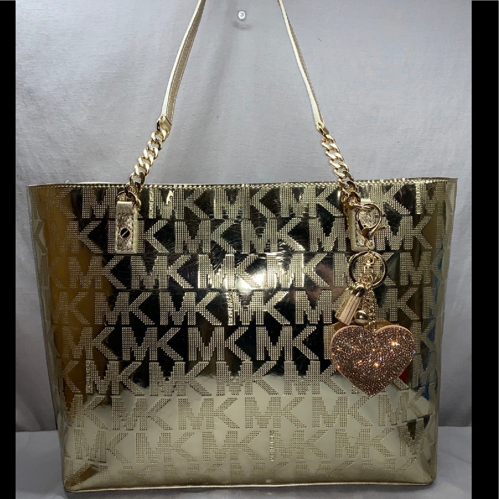SOLD! Michael Kors Jet Set Metallic Gold Lthr Tote